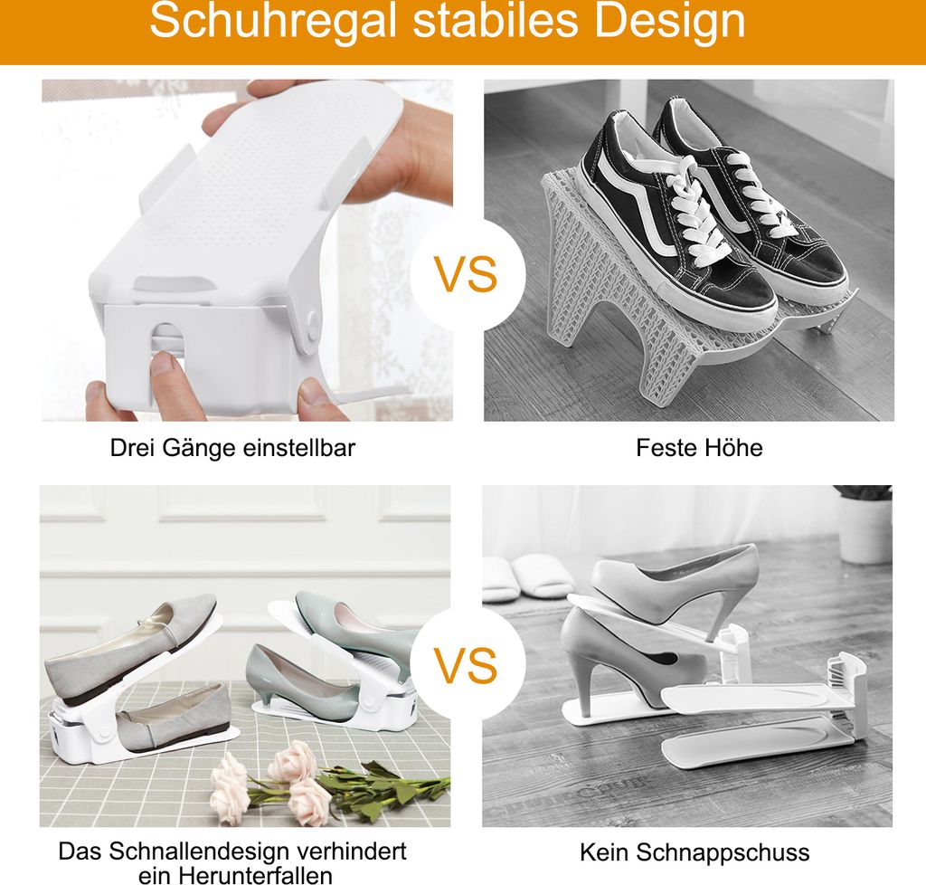YUENFONG 30er Set Verstellbarer Schuhregale rutschfest Produktbild 4