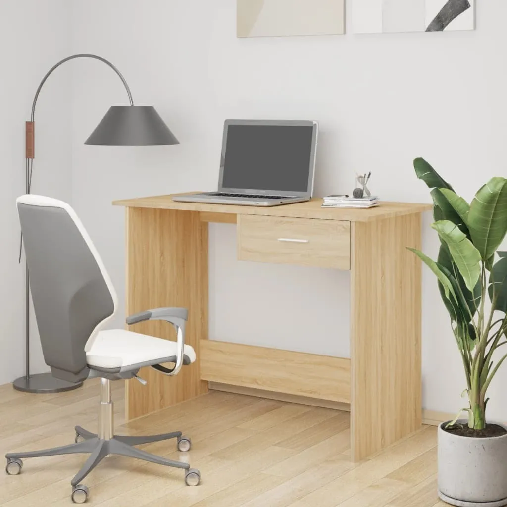 Scrivania Legno Rovere Sonoma 100cm | Arredo Studio Moderno e Caldo