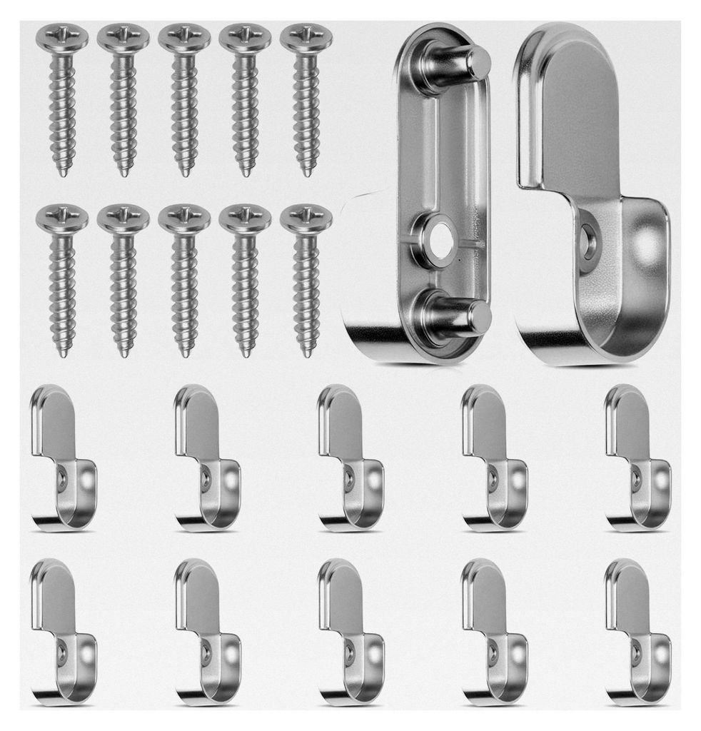 10 ovale Endstützen für Kleiderstangen, Halterungen für Stangen und Metall-Kleiderstangenhalterungen mit nach hinten gerichteten 6,5-mm-Stiften,...