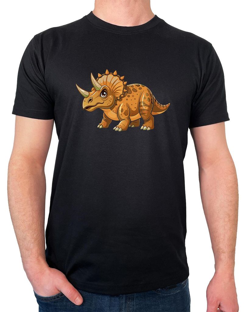 Huuraa Herren T-Shirt Triceratops Dinosaurier 3XL Black Bio Baumwolle Fairtrade Herrenshirt Geschenkidee