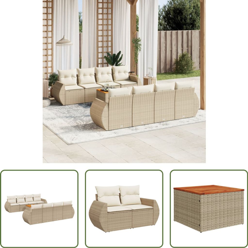 The Living Store 9-tlg. Garten-Sofagarnitur mit Kissen Produktbild 