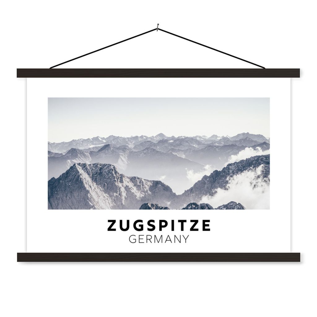 MuchoWow Textilposter Deutschland - Berge - Schnee 90x60 cm mit schwarzem Rahmen - Aufhängungssatz
