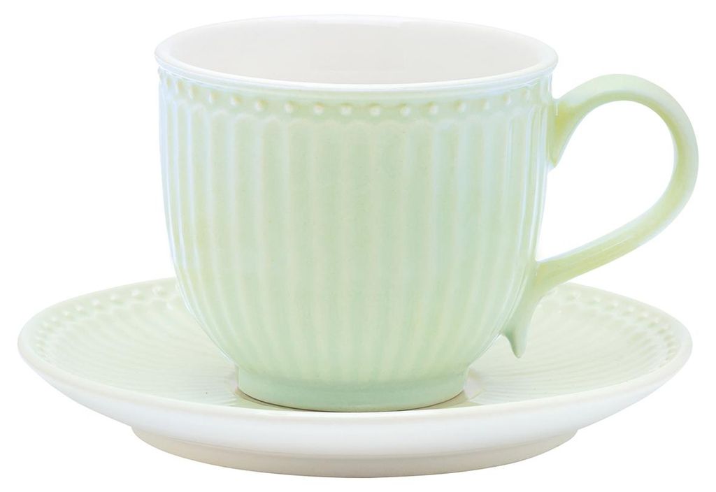 Tasse et soucoupe en céramique Alice Pale Green Image du produit 