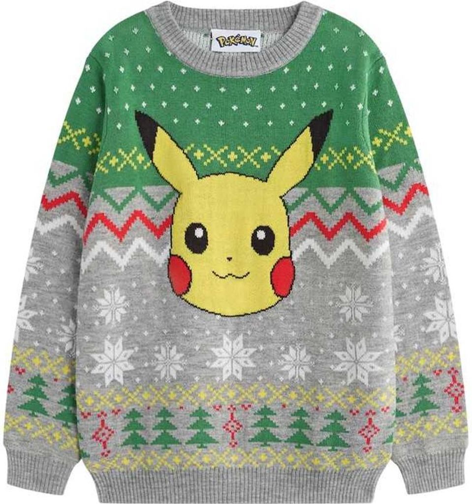 Pokemon - Pullover für Jungen, weihnachtliches Design NS9070 (158-164) (Grau meliert)