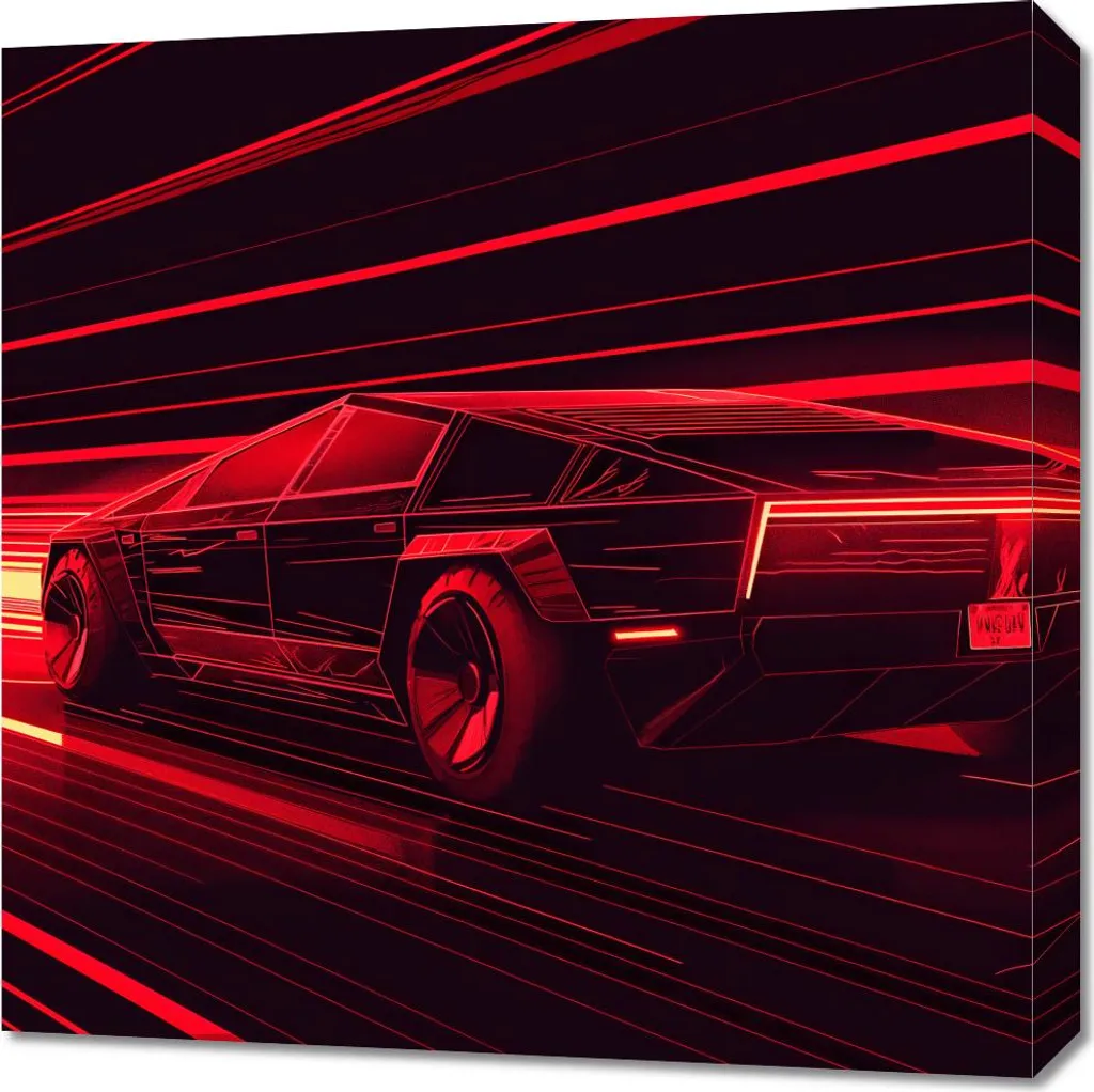 Quadro 60x60 cm Velocità nel Neon Rosso - Arredo Garage e Man Cave