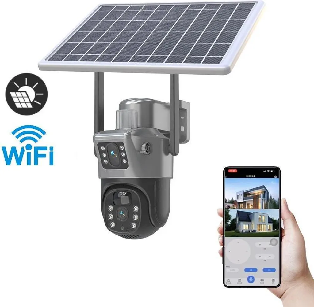 Telecamera di sicurezza, risoluzione 8MP, energia solare, visione notturna fino a 30m, WIFI, spina UE - 2