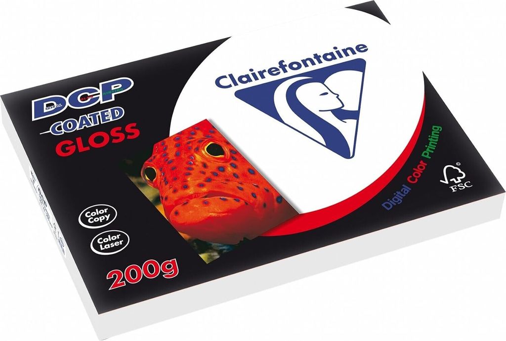 Clairefontaine 6862C Druckerpapier DCP Premium Kopierpapier für farbintensiven Bilderdruck, DIN A3, 29,7 x 42cm, 200g, 1 Ries mit 250 Blatt, glän...