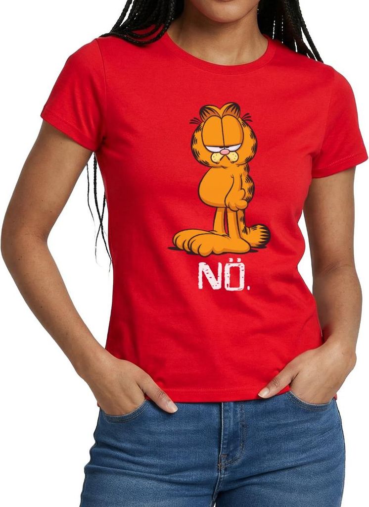 Spreadshirt Garfield Nö Nein Kein Bock Lustig Frauen T-Shirt, L, Rot