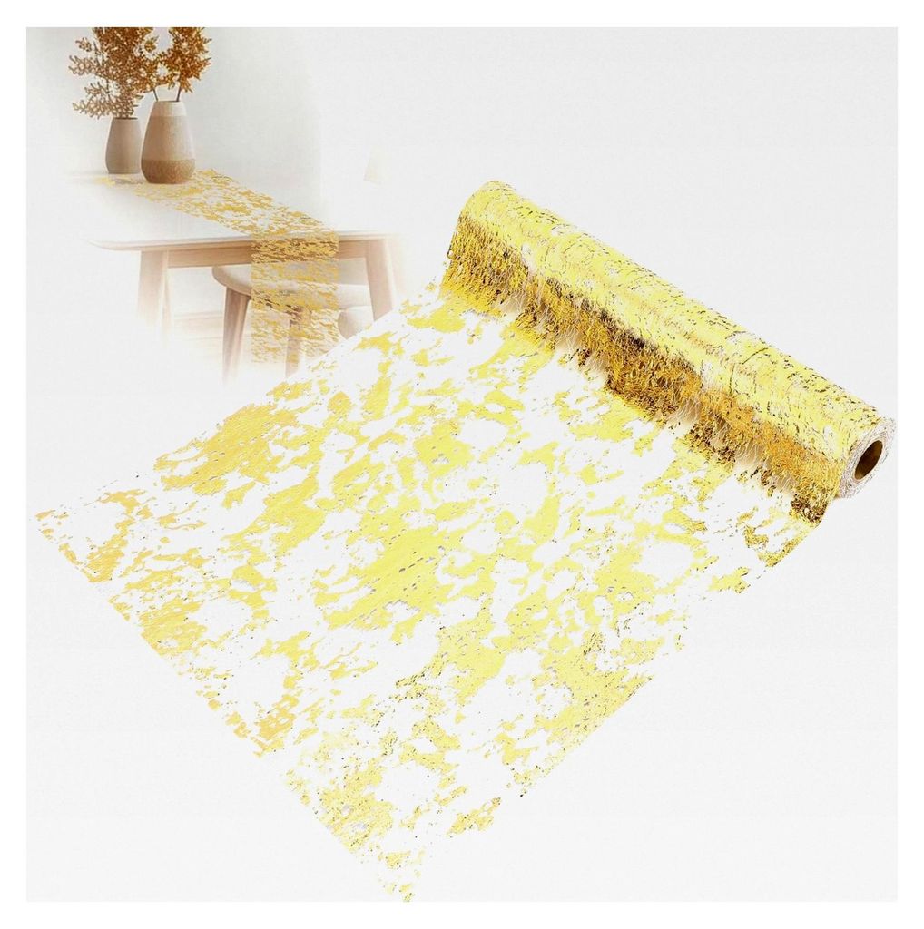 Tischläufer Gold, 28 cm x 10 m, Tischdeko Gold, Organza Tischband, Servietten für DIY Geschenke und Dekorationen