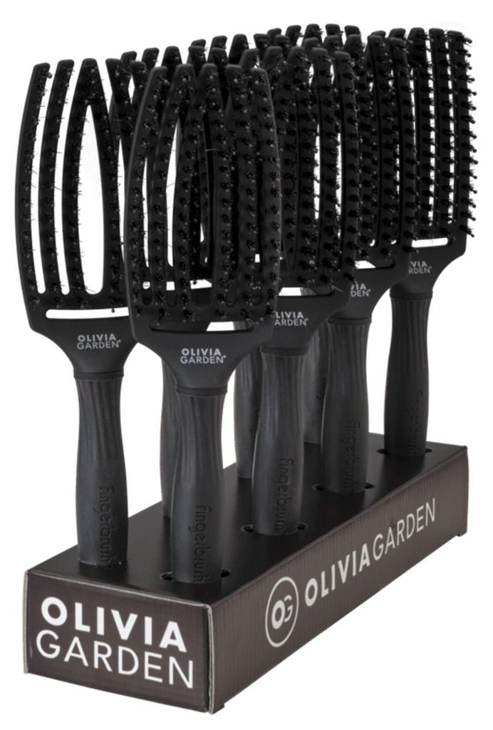 Olivia Garden Fingerbrush Boar&Nylon Display Zwart Medium - Produktbild 