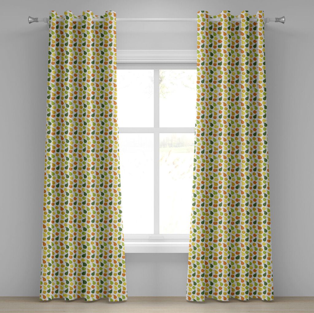 ABAKUHAUS Früchte Ösenvorhang, Apfel und Birnen Lebensmittel Gesunder Garten Leckeres Thema, Dekorative 2-Panel-Fenstervorhänge, 280 cm x 260 cm...
