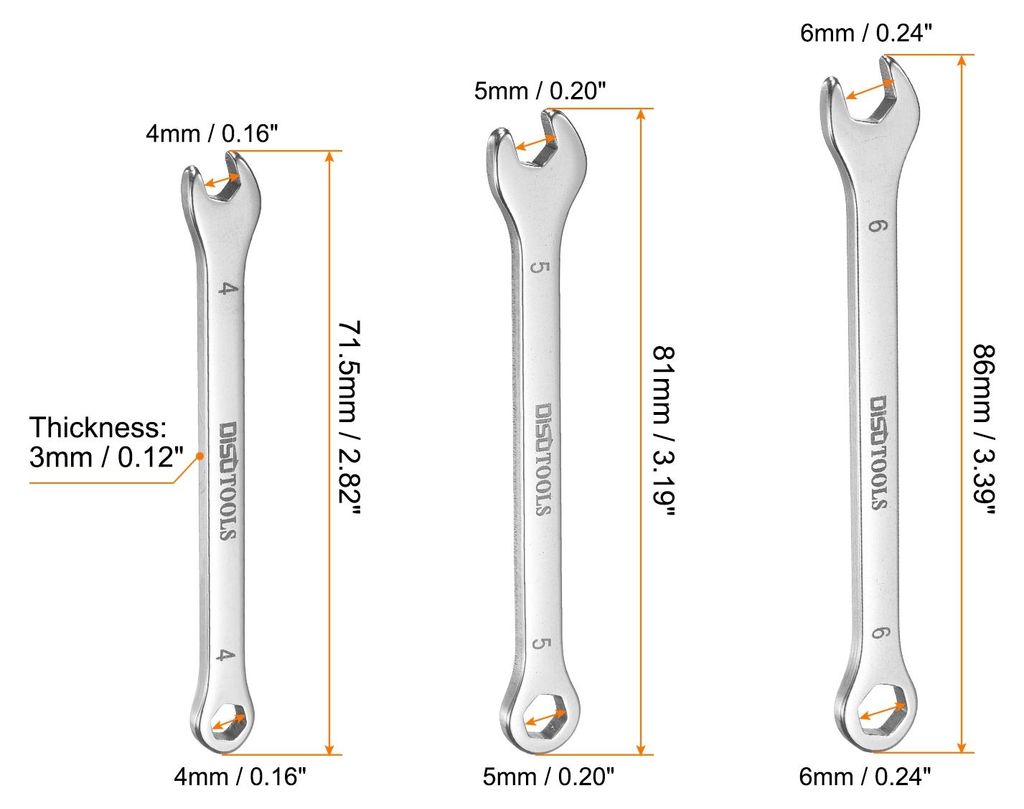 Dš¹nner Kombinationsschlš¹ssel-Set 4/5/6mm Versetzt 6-Punkt-Kastenende Und 15¡ãGeschwungenes Offenes Mini-Kombinationsschlš¹ssel 30Cr13 Ede...