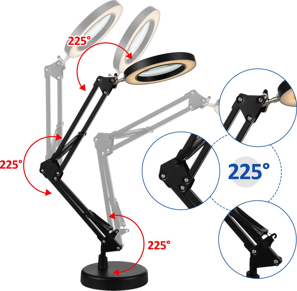 lupa 2 v 1 se světlem a stojanem, 10x LED lupa se svorkou a Obrázek produktu 7