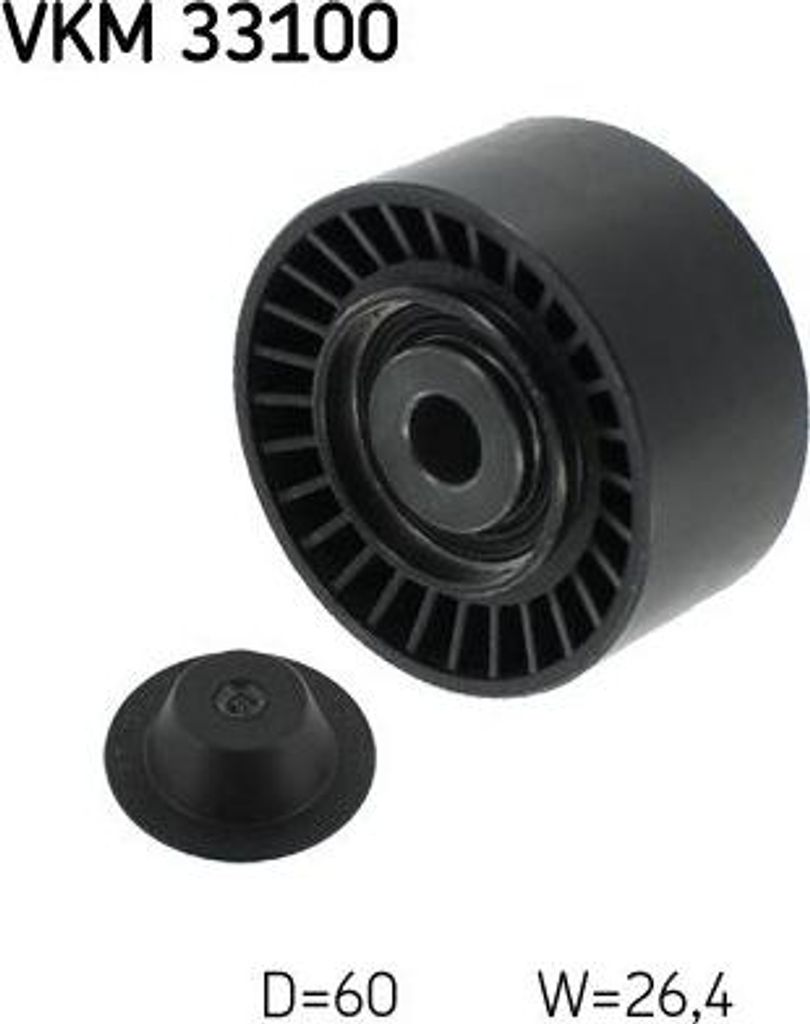 SKF VKM 33100 Umlenk-/Führungsrolle, Keilrippenriemen OE 1611422980 kompatibel mit Crossland X, 108, 2008, Berlingo, C-Elysee, C1, C3, C4, C4er, D...