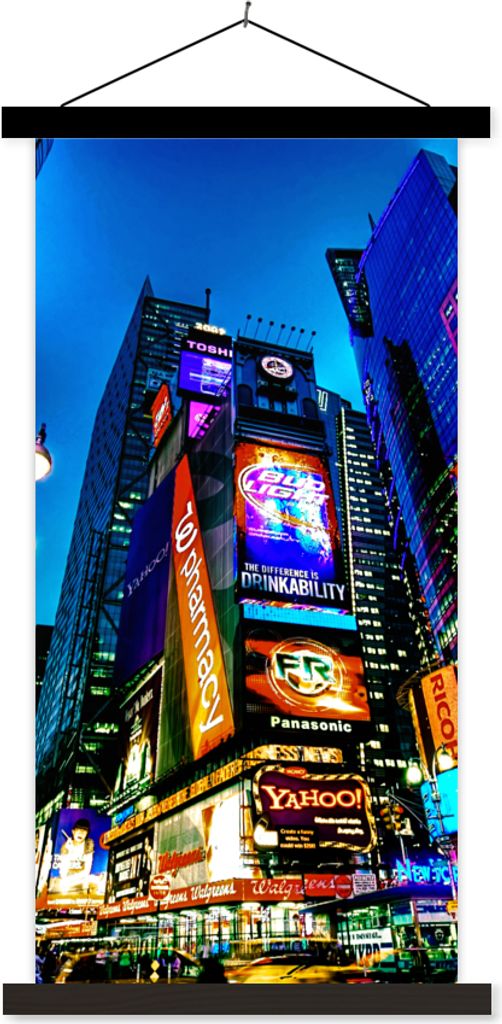 MuchoWow Textilposter New York - Nacht - USA 40x80 cm mit schwarzem Rahmen - Wandemalerei
