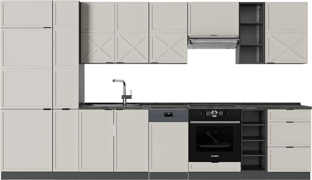 Küchenzeile Vicco Fame-Line GrauBeige/Anthrazit 355 cm , AP Anthrazit, Model 50443