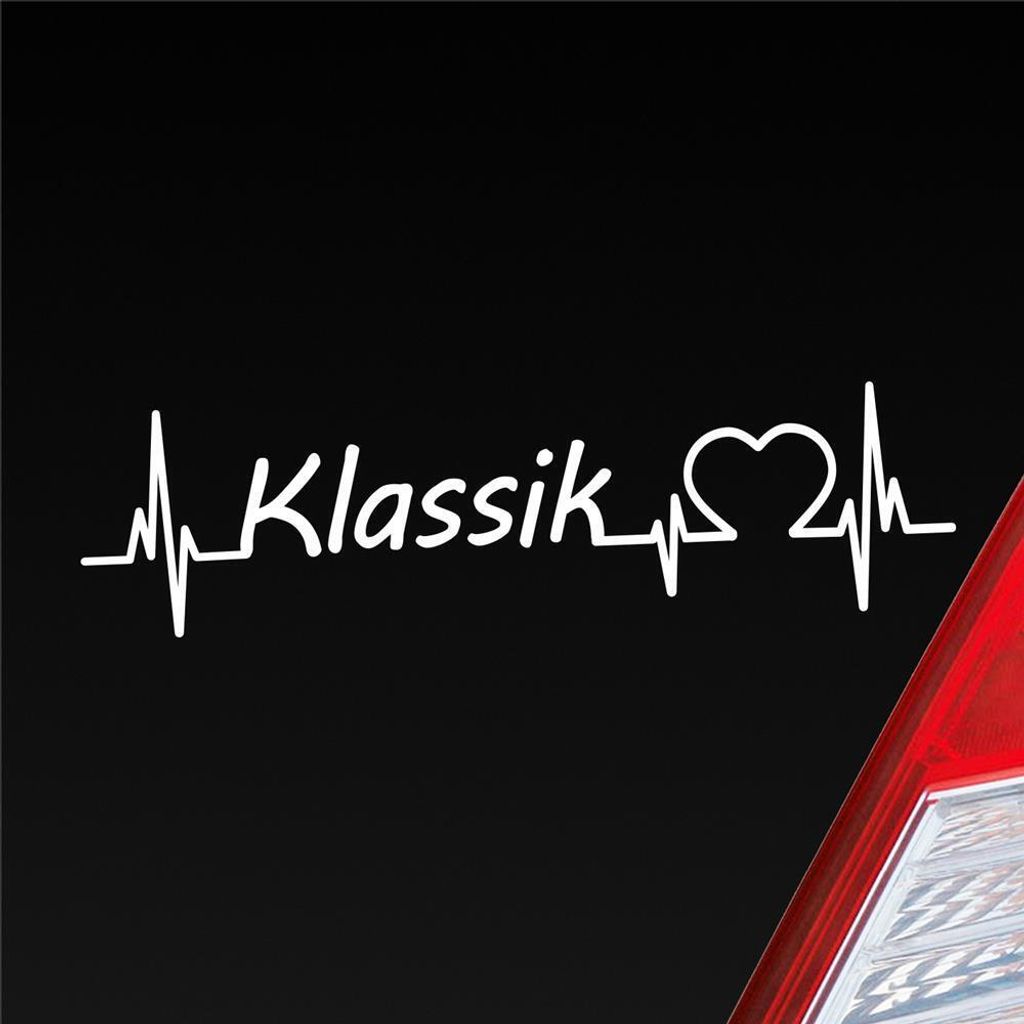 Auto Aufkleber Klassik Puls Herzschlag 19x5 cm Weiss Matt Sticker Heckscheibenaufkleber