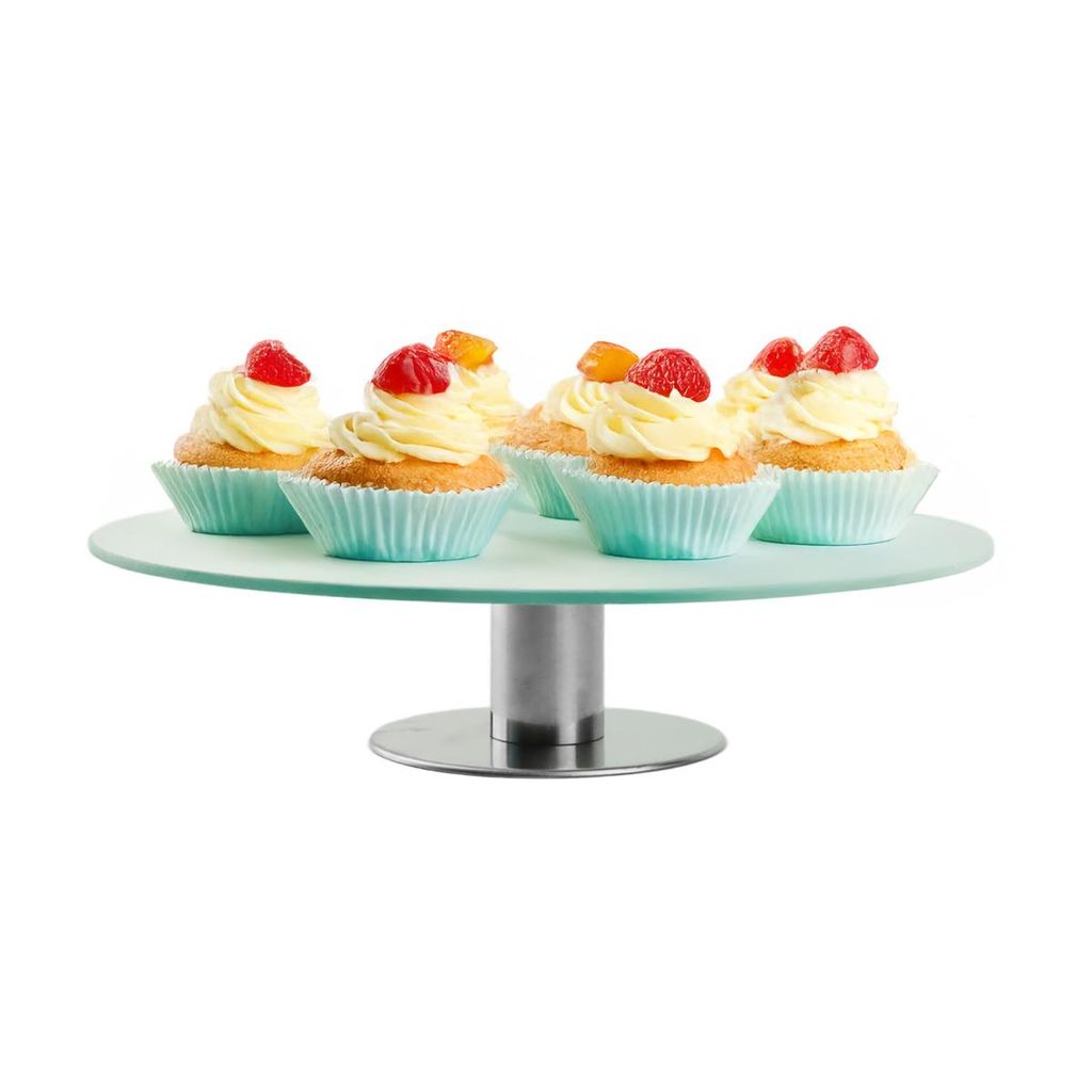 Drehbare Tortenplatte Glas 30 cm – Kuchenplatte auf Fuß – Produktbild 