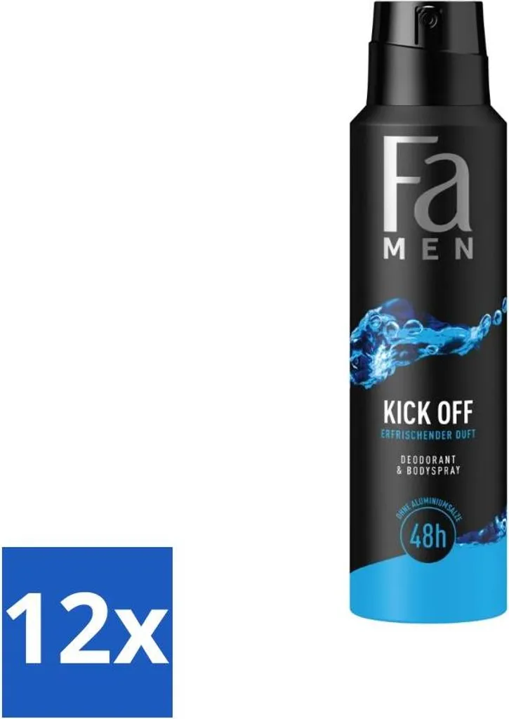 Déodorant Sport Homme Fa Men Kick-Off - Idéal Après Effort - Pack de 12