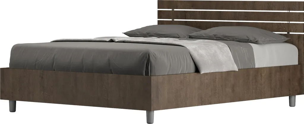 Lit double 140x190 pour chambre adulte fini noyer tête de lit Ankel