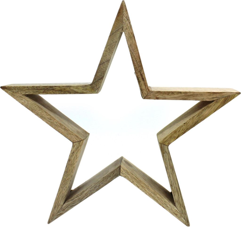Holz Stern massiv natur 28 x 28cm