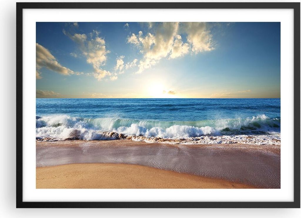 Gerahmtes Poster - Schwarzer Rahmen - Meer Ufer Wasser - 70x50 cm - Wand Bild - Wanddeko - Wandbilder - Kunstposter - Wandposter - Bilderrahmen - B...