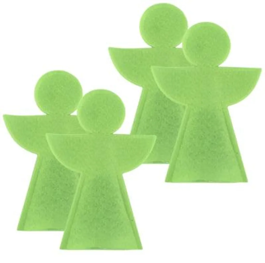 Suspensions Anges de Noël en feutrine verte 20cm - Set de 4 pièces
