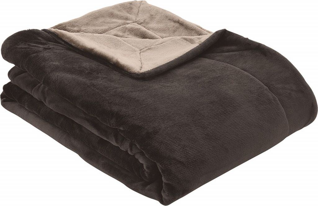 s.Oliver Kuscheldecke 150x200 cm Double Soft - Fleecedecke braun/beige zweifarbig, Sofadecke kuschelweich