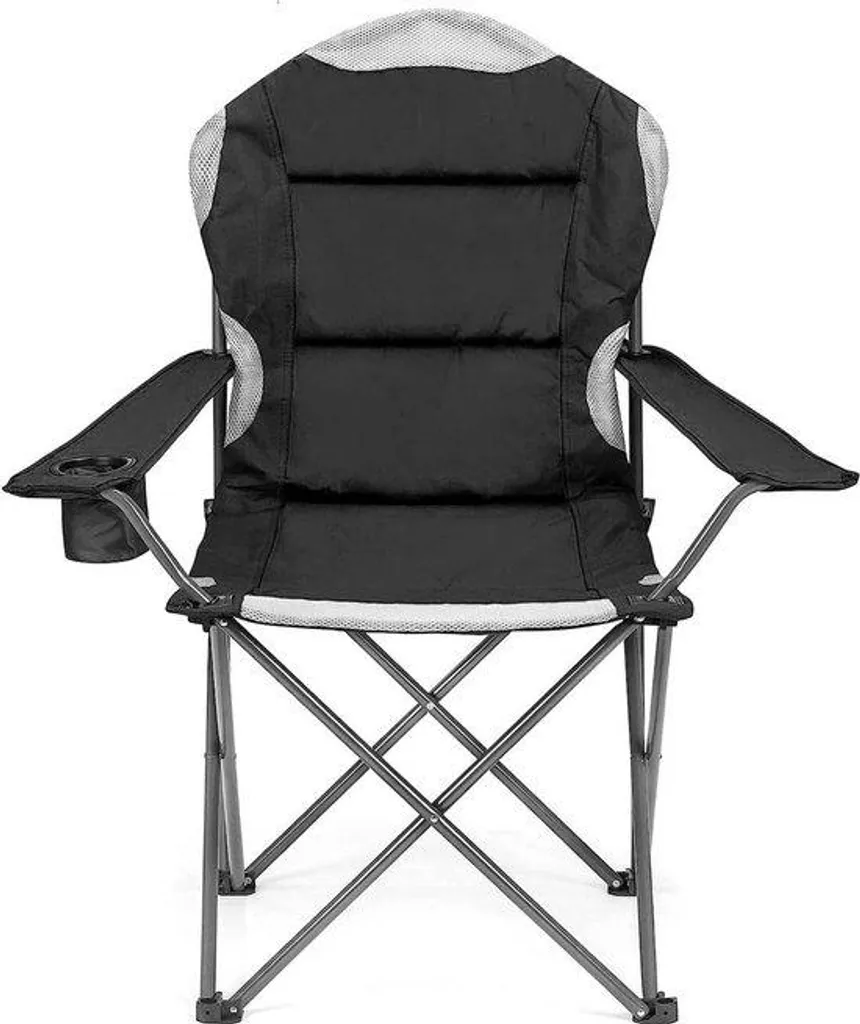 Chaise de plage ultra résistante noire avec dossier haut et rembourrage