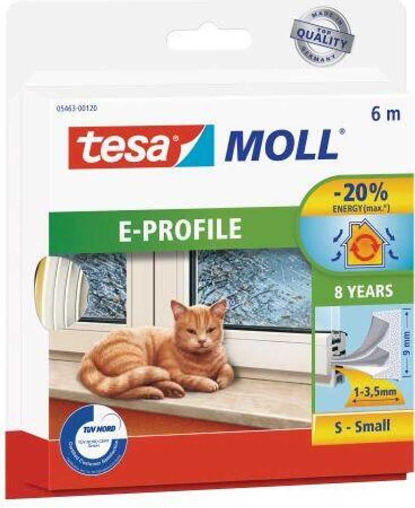 fenster- und Türdichtung "E" 9x4,0mm WEISS (6m)