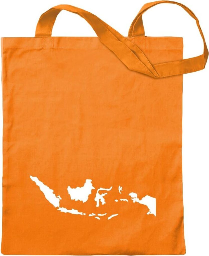Kiwistar - Baumwolltasche - mandarin - Indonesien Umriss Kontur - Tragetasche Stoffbeutel Umhängetasche Langer Henkel