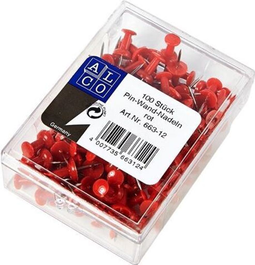 Pinnwandnadel 7,5mm rot VE=10x100 Stück