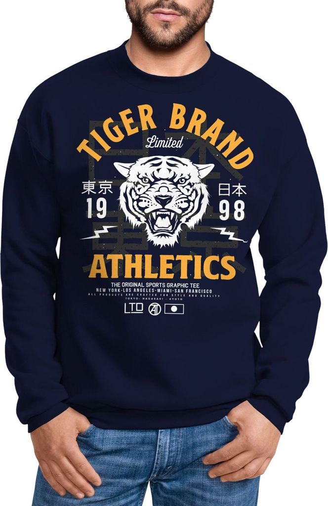 Cooles Herren Sweatshirt Tiger Brand Tokyo Supply Japan Athletic Sport Muskelshirt Muscle Shirt Neverless navy-gelb M