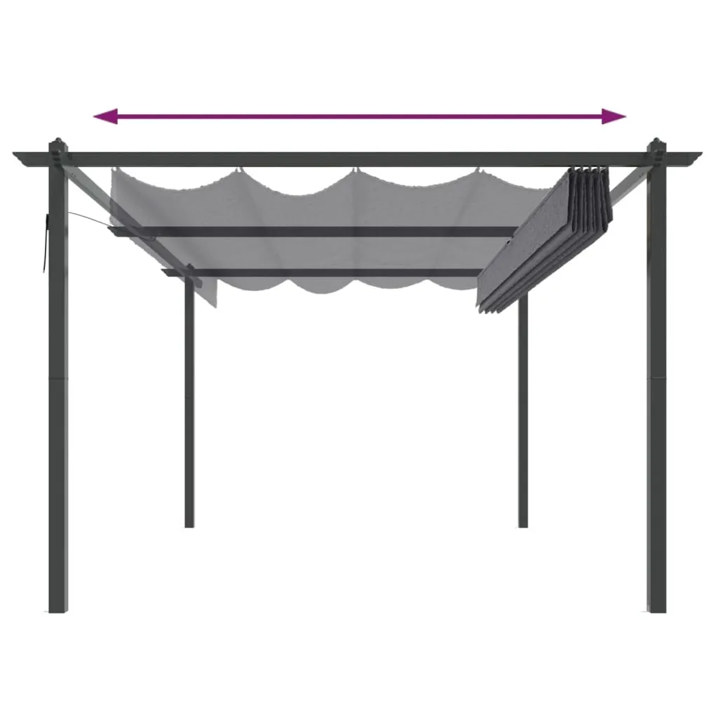 Tonnelle de Jardin 4x3 m Anthracite avec Toit Rétractable Ajustable - 5
