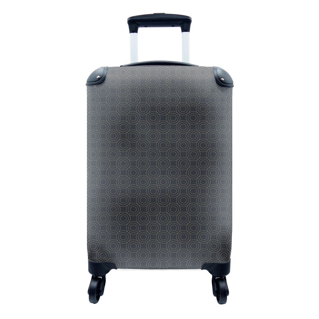 MuchoWow Koffer Handgepäck Trolley Rollkoffer Kleine Reisekoffer mit 4 Rollen - Art deco - Design - Kreis - Schwarz - Cabin Size < 55x40x23 cm &...