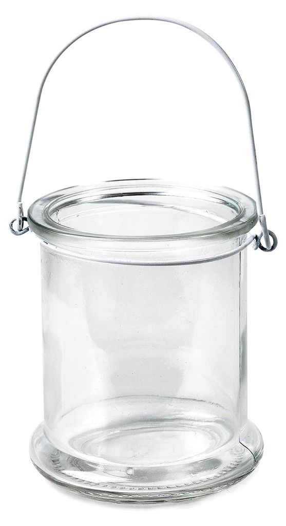 Landhausstil Deko-Laterne aus Glas und Metall, 8 cm Durchmesser, 10 cm Höhe
