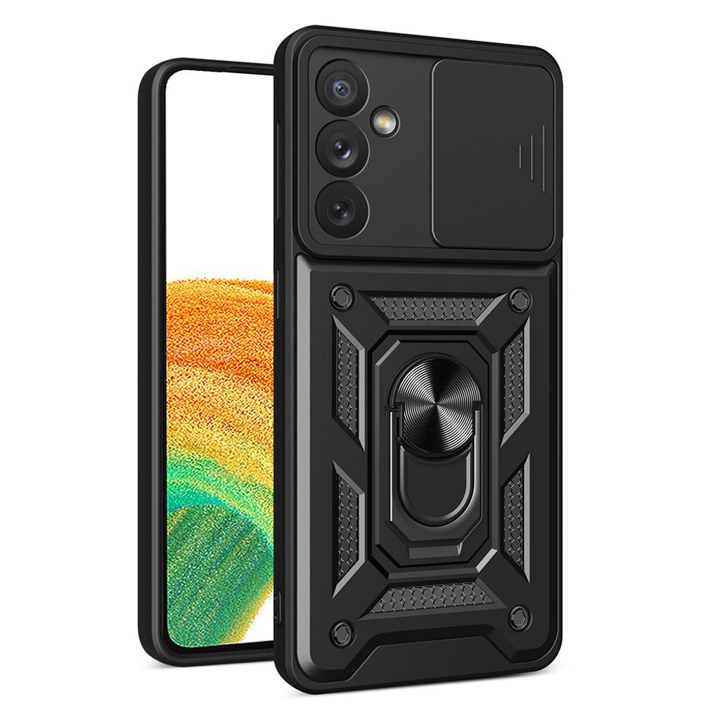 HQWear Hybrid Armor Camshield Kameraschutzhülle für Samsung Galaxy A14, Schwarz