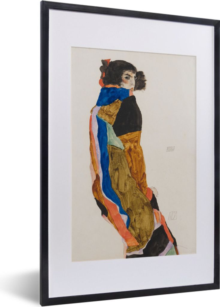 MuchoWow Gerahmtes Poster Moa - Gemälde von Egon Schiele 40x60 cm - Poster mit Schwarzem Bilderrahmen Wandposter Rahmen Foto Bilder - Poster in ...