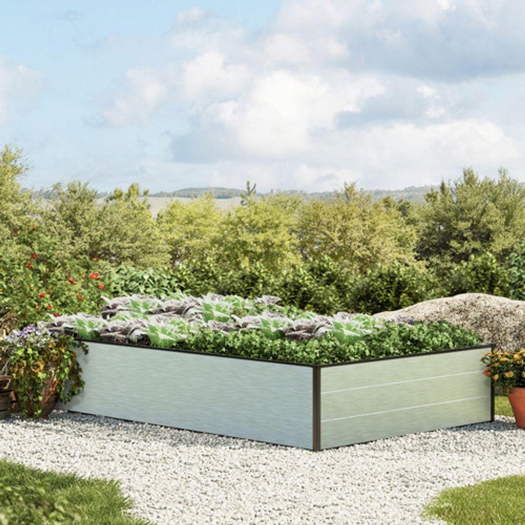 GFP HALFSIZE Aluminium Hochbeet - Platzsparendes & Stabiles Gartenbeet in Aluminium eloxiert - 195 x 119 x 39 cm - Ideales halbhohes Modell für Fa...