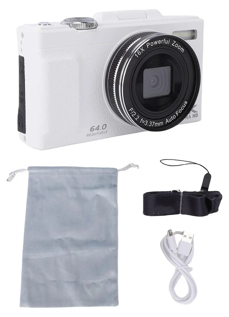 Appareil photo numérique 4K vlogging avec résolution 64 MP et écran inclinable