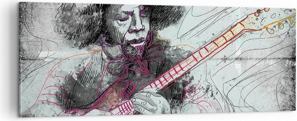 Bild auf Leinwand - Leinwandbild - Lied Gitarre Künstler Instrument - 140x50cm - Wand Bild - Wanddeko - Leinwanddruck - Bilder - Kunstdruck - Lein...