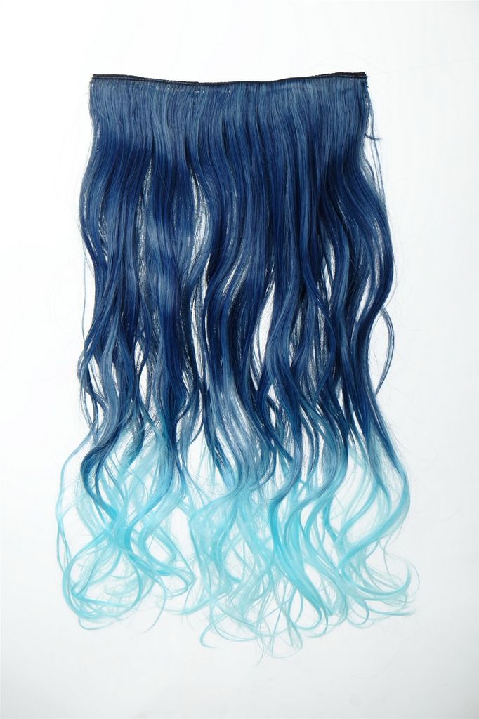 WIG ME UP 5 Clip-In Extension lockig Ombre Blau Produktbild 