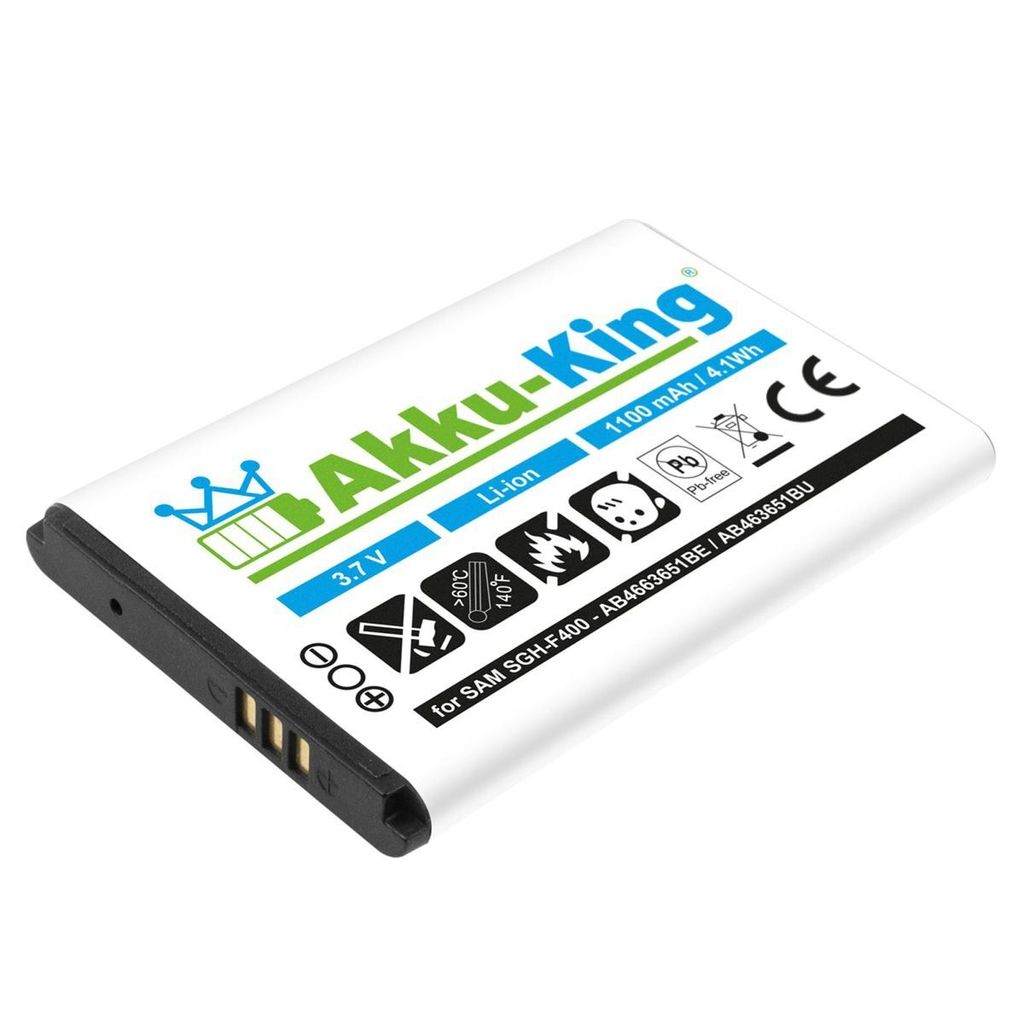 Akku-King 20104655, Akku, Samsung, Schwarz, Weiß, Lithium-Ion (Li-Ion), 1100 mAh, 3,7 V