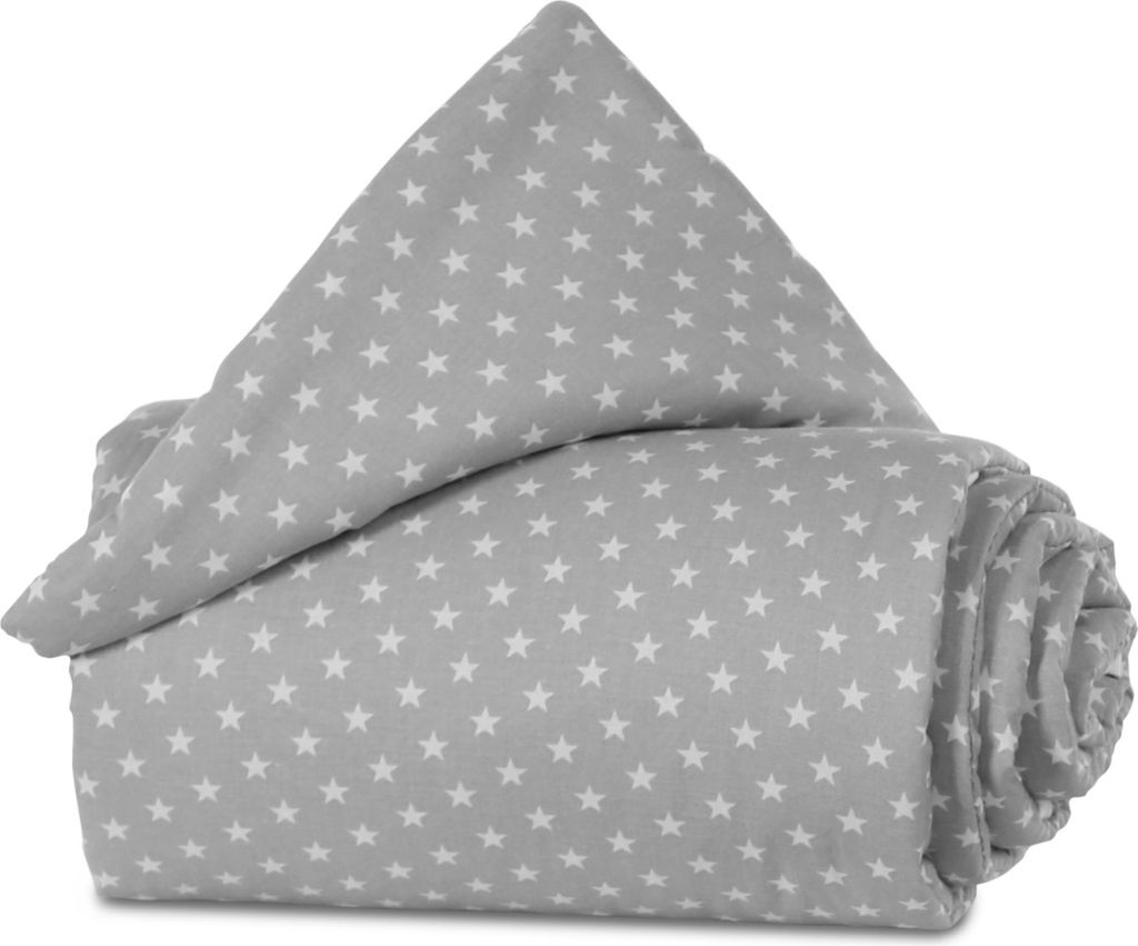 babybay Nestchen Organic Baumwolle passend für Modell Original, lichtgrau Sterne weiß