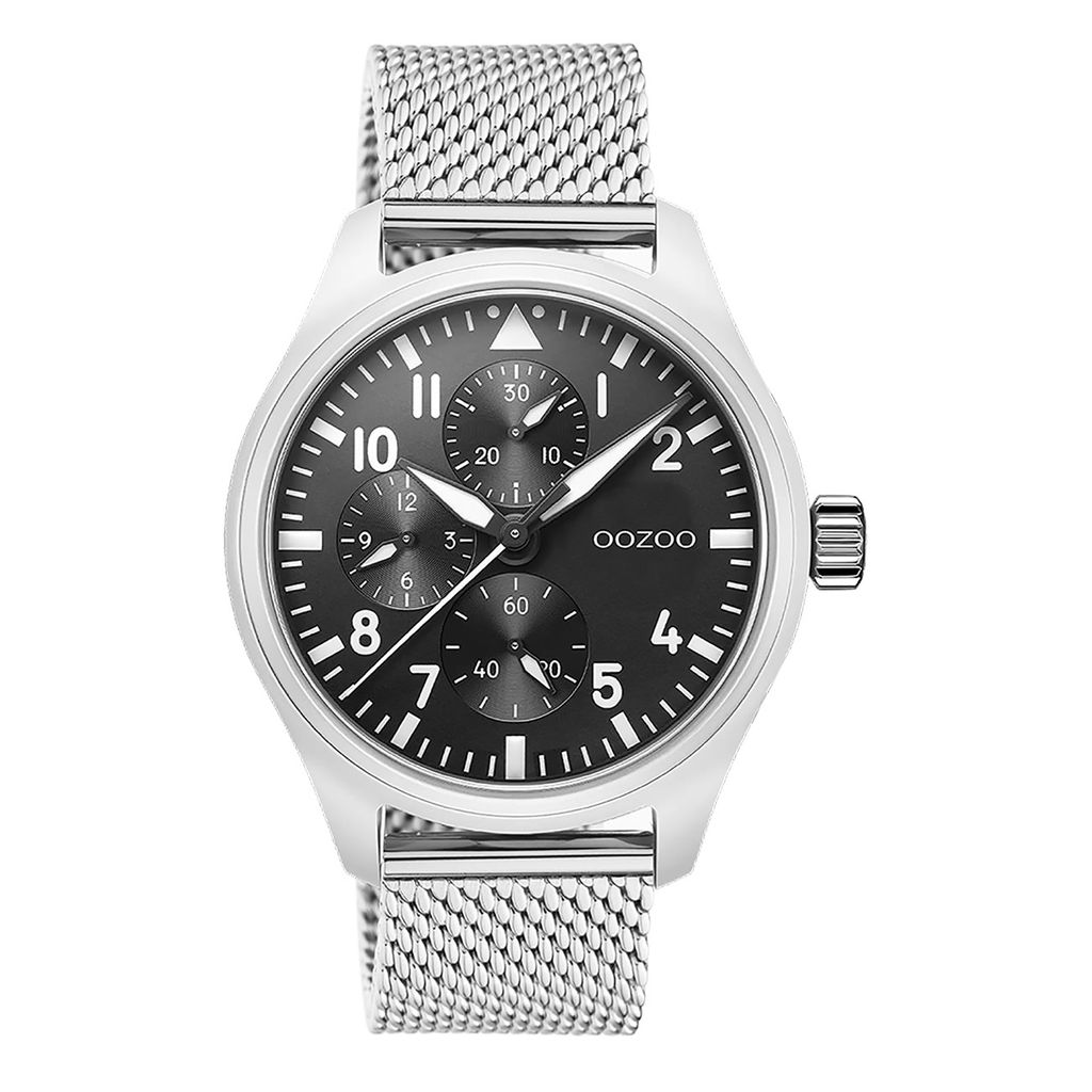 Oozoo Armbanduhr silber Metall Mesh Timepieces Herren Analog-Quarzuhr UOC10958