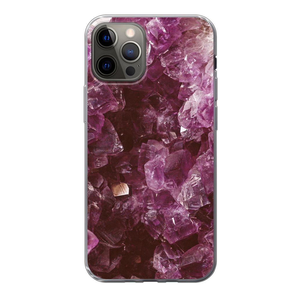 MuchoWow Handyhülle Schutzhülle Hülle für iPhone 13 Pro Edelsteine - Amethyst - Kristalle und Edelsteine Silikon Softcase Handy Hülle - Hand...