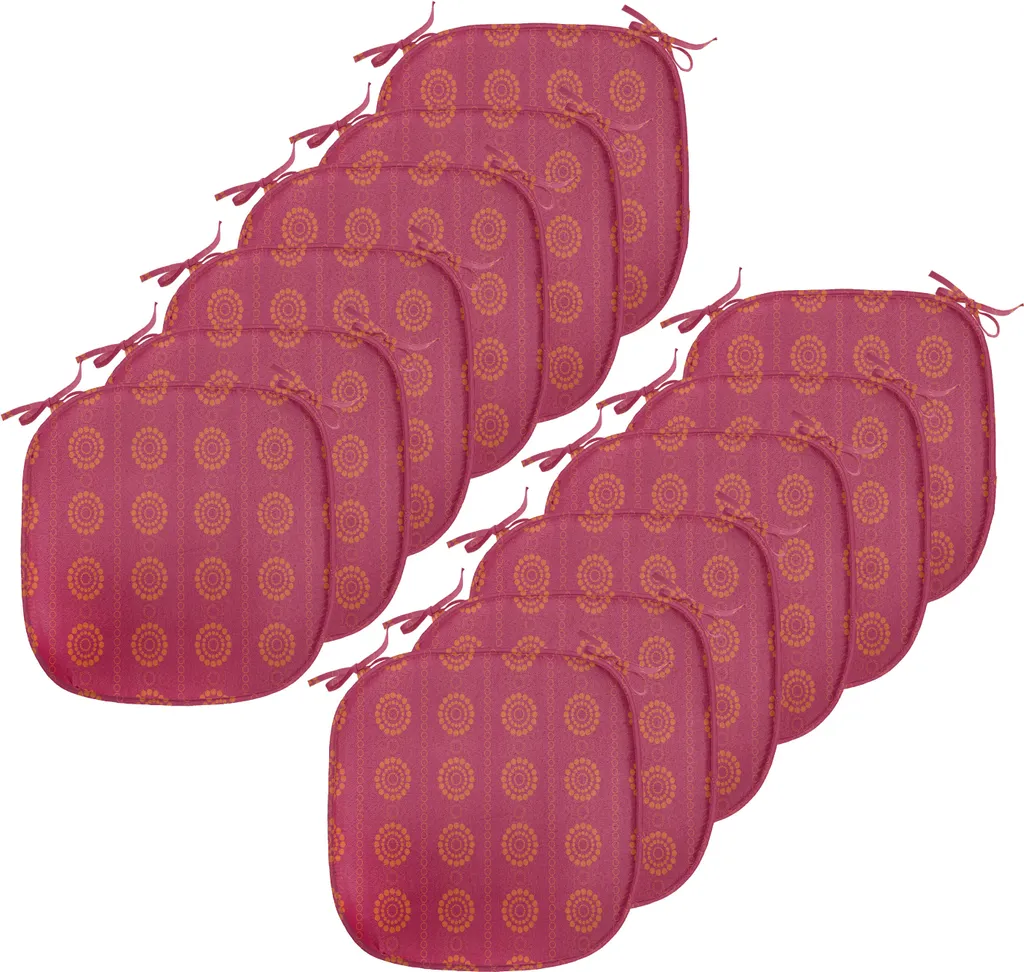 Coussins de Chaise Imperméables à Sangles Motif Soleil Rouge Marron x12
