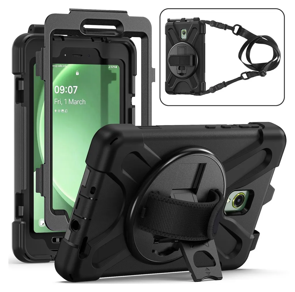 Per Samsung Galaxy Tab Active 5 custodia ibrida in silicone tracolla + supporto