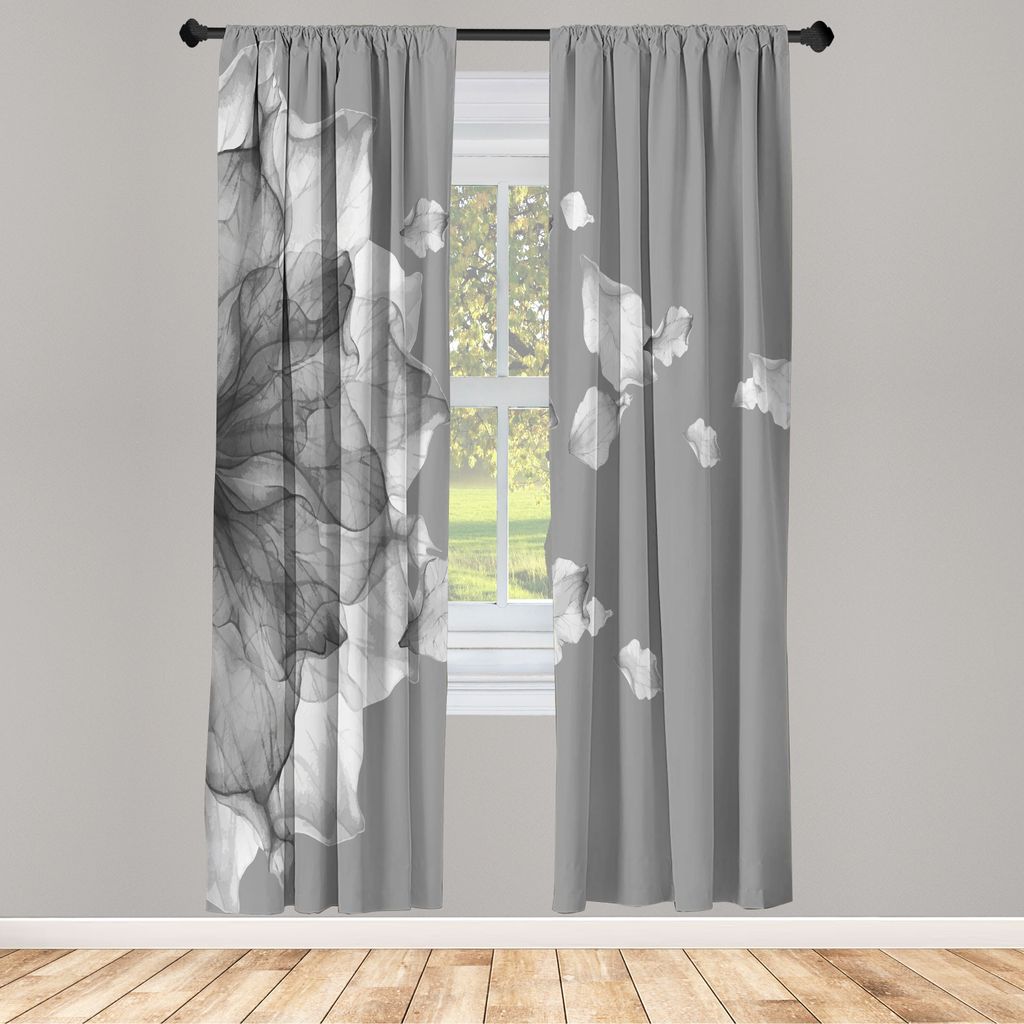 ABAKUHAUS Blume Vorhänge 2 Panel Set für Wohnzimmer Schlafzimmer Nachbildung, Abstrakt Themed Modern Futuristisches Bild Mit Wasser Wie Farbigen ...