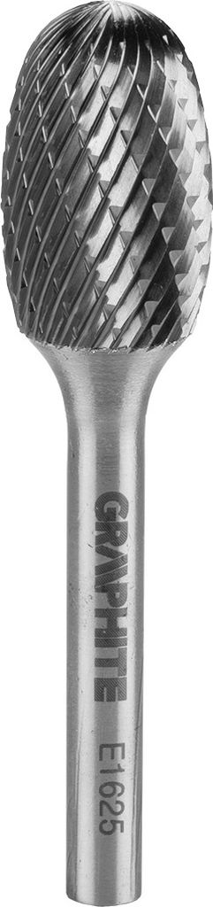 GRAPHITE HM Metallfräser, oval, Typ E, Schaft 6 x 45 mm, für Schleifmaschine, für Aluminium, Kunststoff
